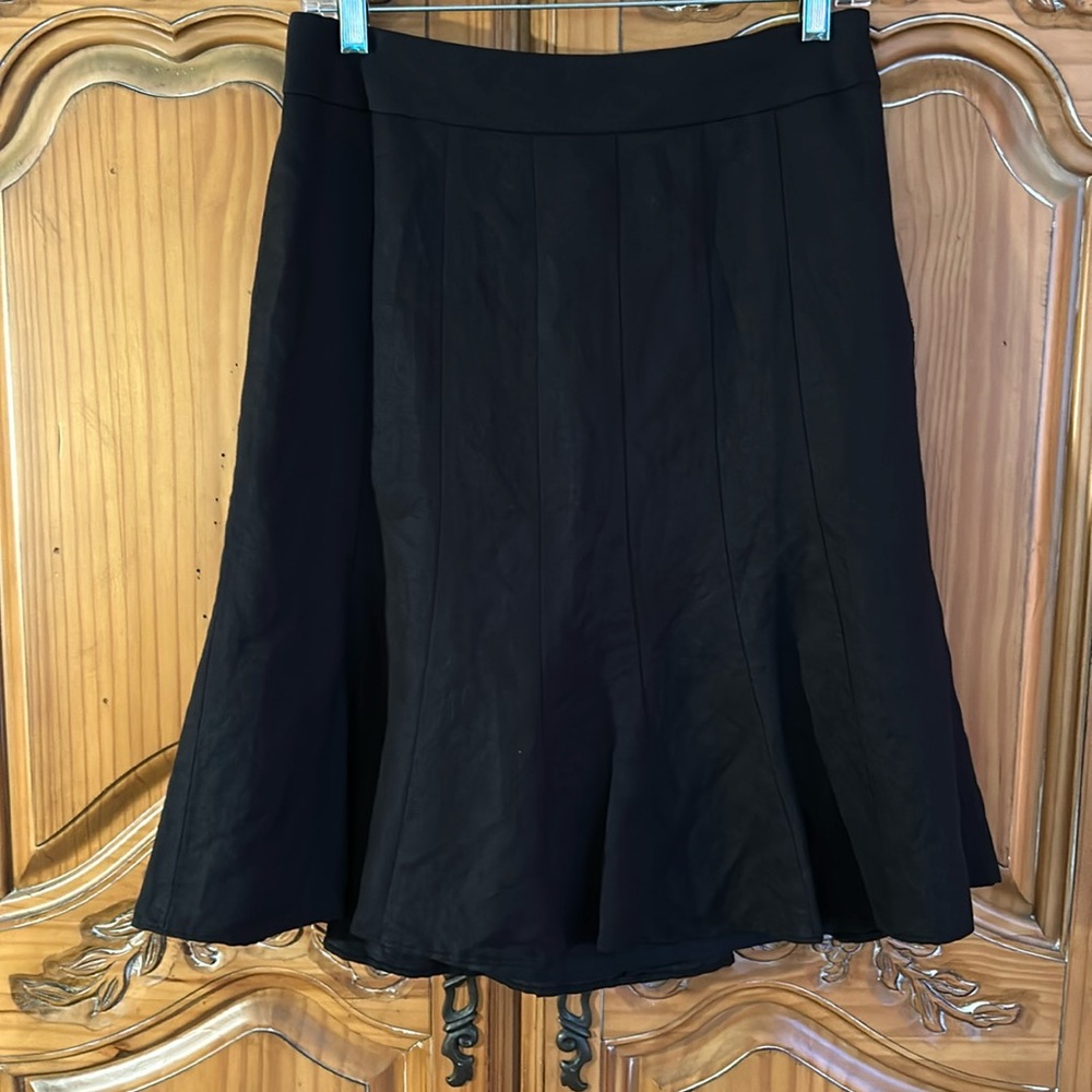 Ann Taylor Loft black linen/rayon tulip hem skirt❤️